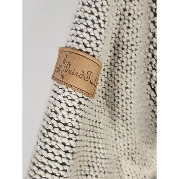 Weird Fish Womens Jacket Macaroni Knit Cream/Gray Athletic Old Money Preppy S - Picture 8 of 8